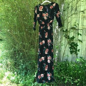 Long black and pink floral dress